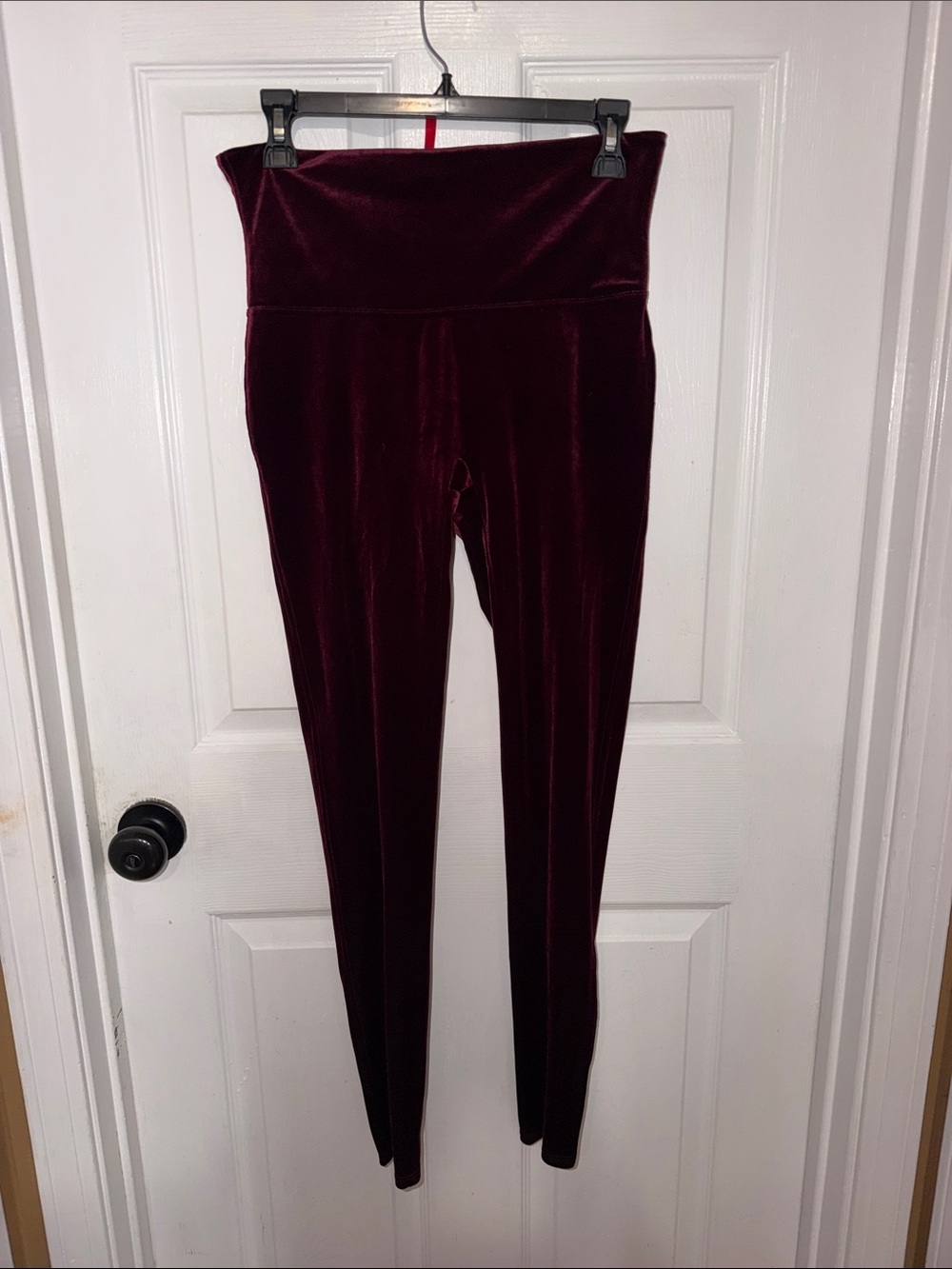 Spanx Women's High-Waist Velvet Leggings - Burgundy